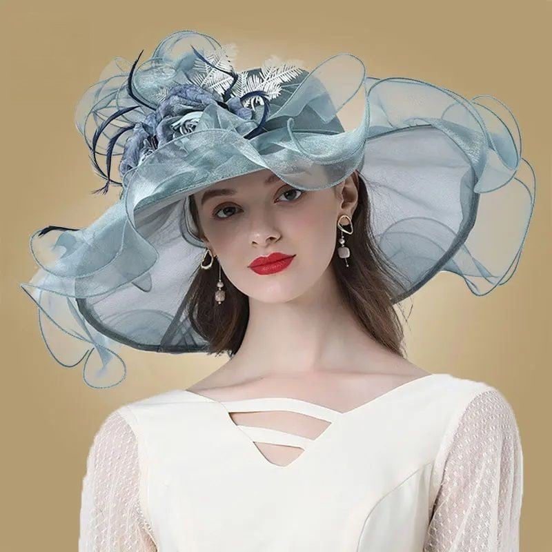 La boutique du chapeau Bleu clair / M (56-58cm) Chapeau de cérémonie distingué