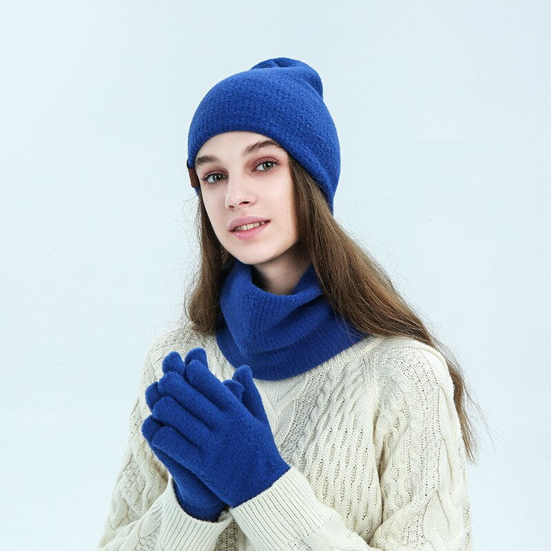 La boutique du chapeau Bleu Ensemble chapeau et écharpe en laine douce