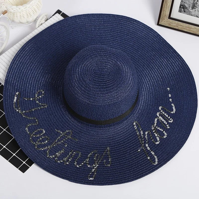 La boutique du chapeau Bleu / M55-58cm Chapeau de plage brodé