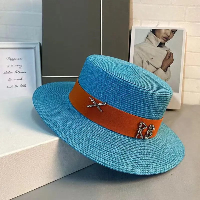 La boutique du chapeau Bleu/marron / 55-58CM Chapeau de paille français