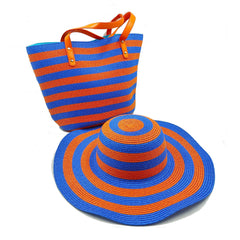 La boutique du chapeau Bleu/orange / M 55-58cm Ensemble chapeau et sac multi couleur