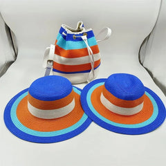 La boutique du chapeau Bleu/orange / M 55-58cm Ensemble chapeau et sac multi couleur