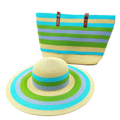 La boutique du chapeau Bleu/vert / M55-58cm Ensemble chapeau et sac multi couleur