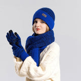 La boutique du chapeau bonnet Bleu / Ajustable (du 54 au 59) Ensemble bonnet d'hiver, gants, écharpe