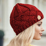 La boutique du chapeau bonnet Bordeau / Ajustable (du 54 au 59) Bonnet tricoté en laine pour femme