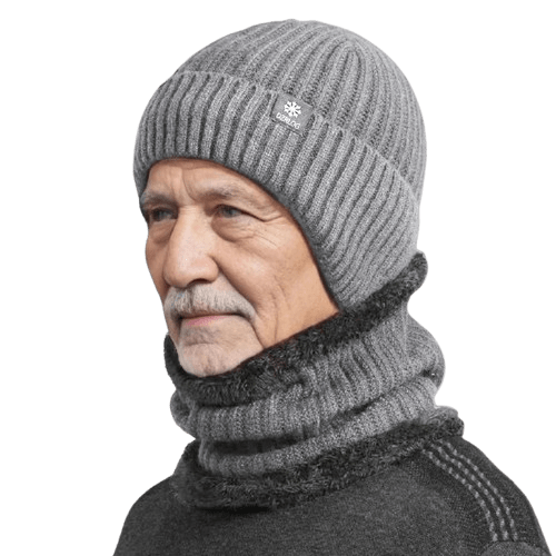 La boutique du chapeau bonnet Gris / Ajustable (du 54 au 59) Ensemble bonnet cahe-cou pour homme