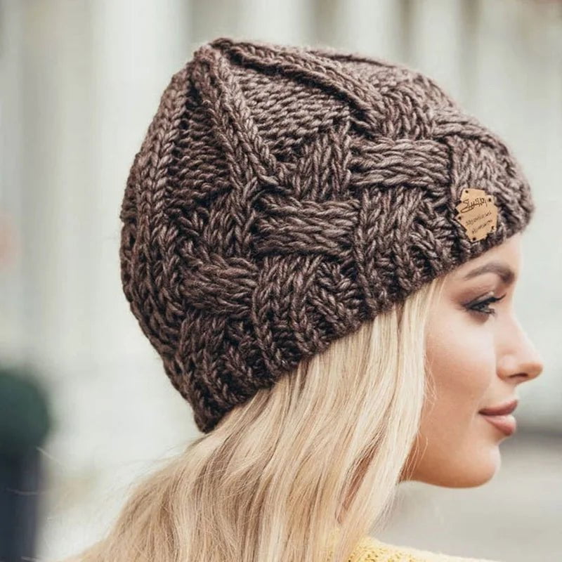 La boutique du chapeau bonnet Marron / Ajustable (du 54 au 59) Bonnet tricoté en laine pour femme