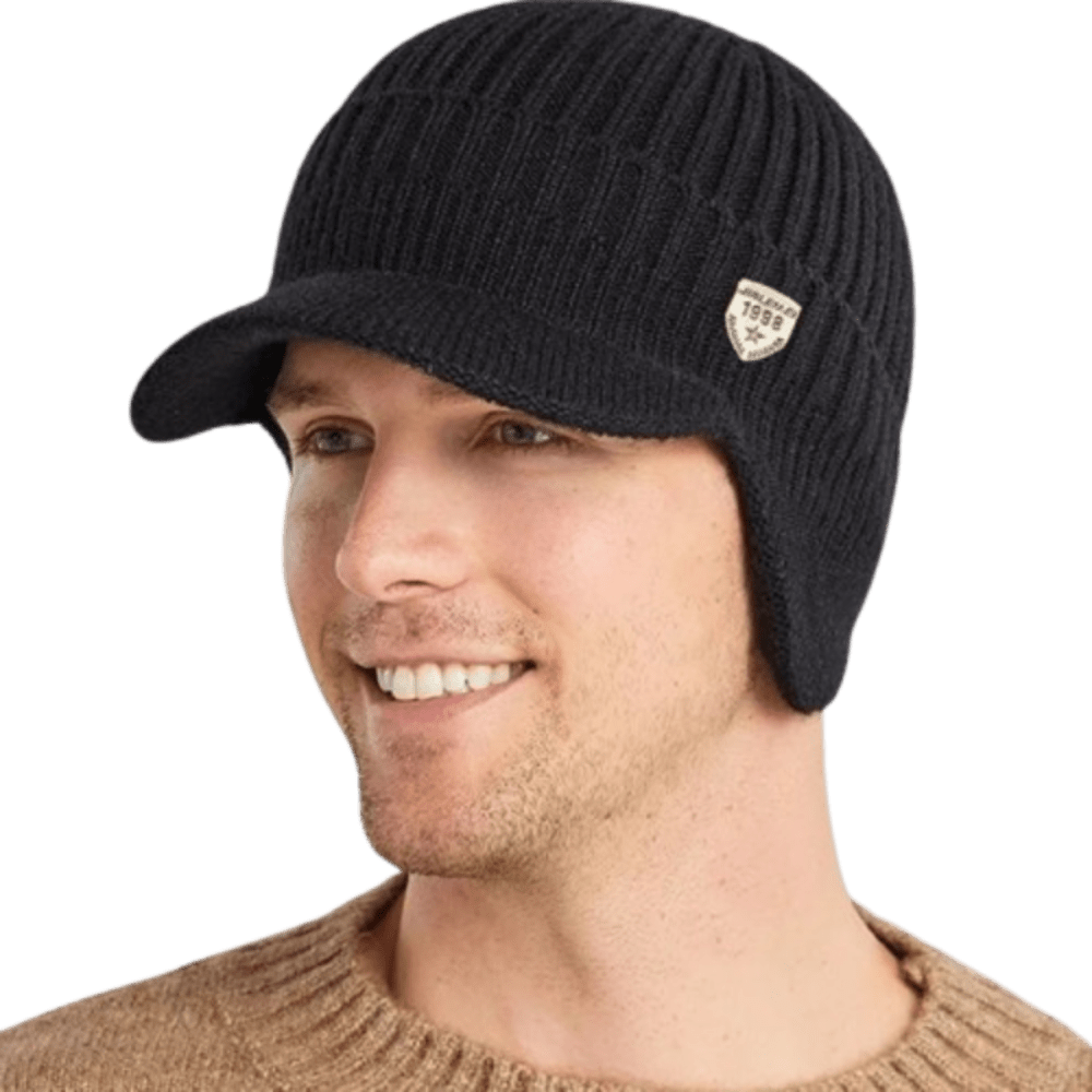 La boutique du chapeau bonnet Noir 2 / Ajustable (du 54 au 59) Bonnet casquette en laine pour homme