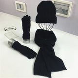 La boutique du chapeau bonnet Noir Ensemble 3 pièces bonnet, écharpe, gants