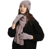 La boutique du chapeau bonnet Violet / Ajustable (du 54 au 59) Bonnet, écharpe et gants en peluche