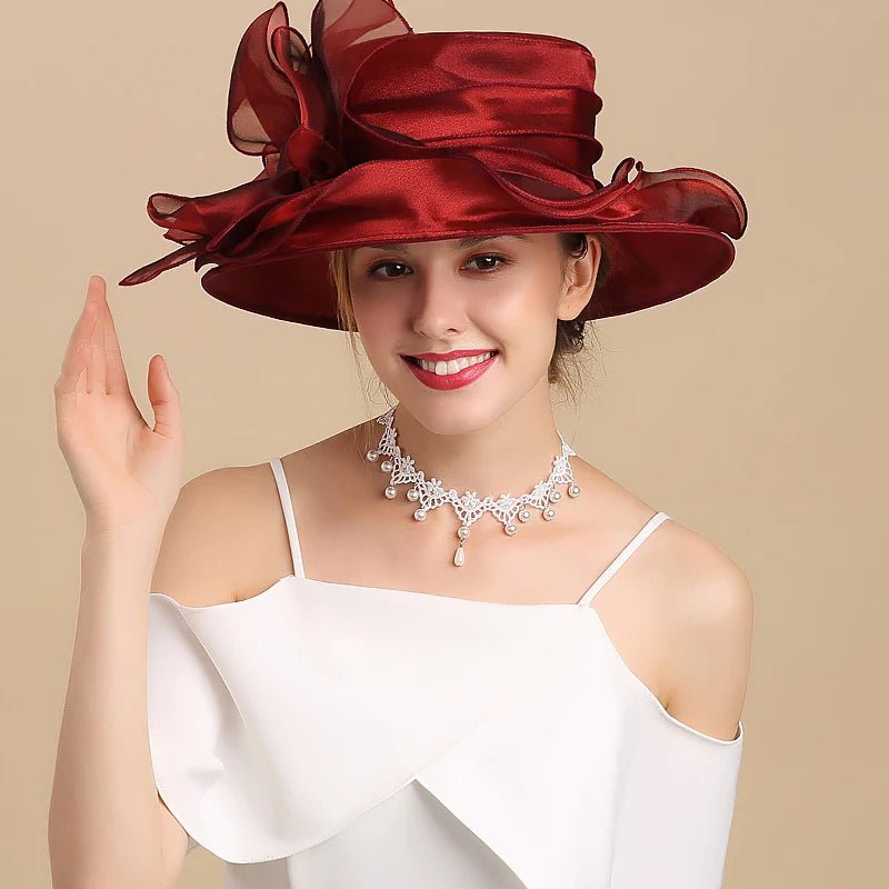 La boutique du chapeau Bordeau / 55-58cm Chapeau de mariée à motif floral