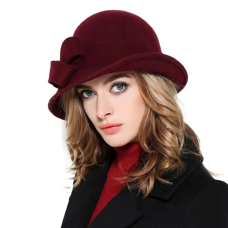 La boutique du chapeau Bordeau / M (56-58cm) Fedora femme en feutre