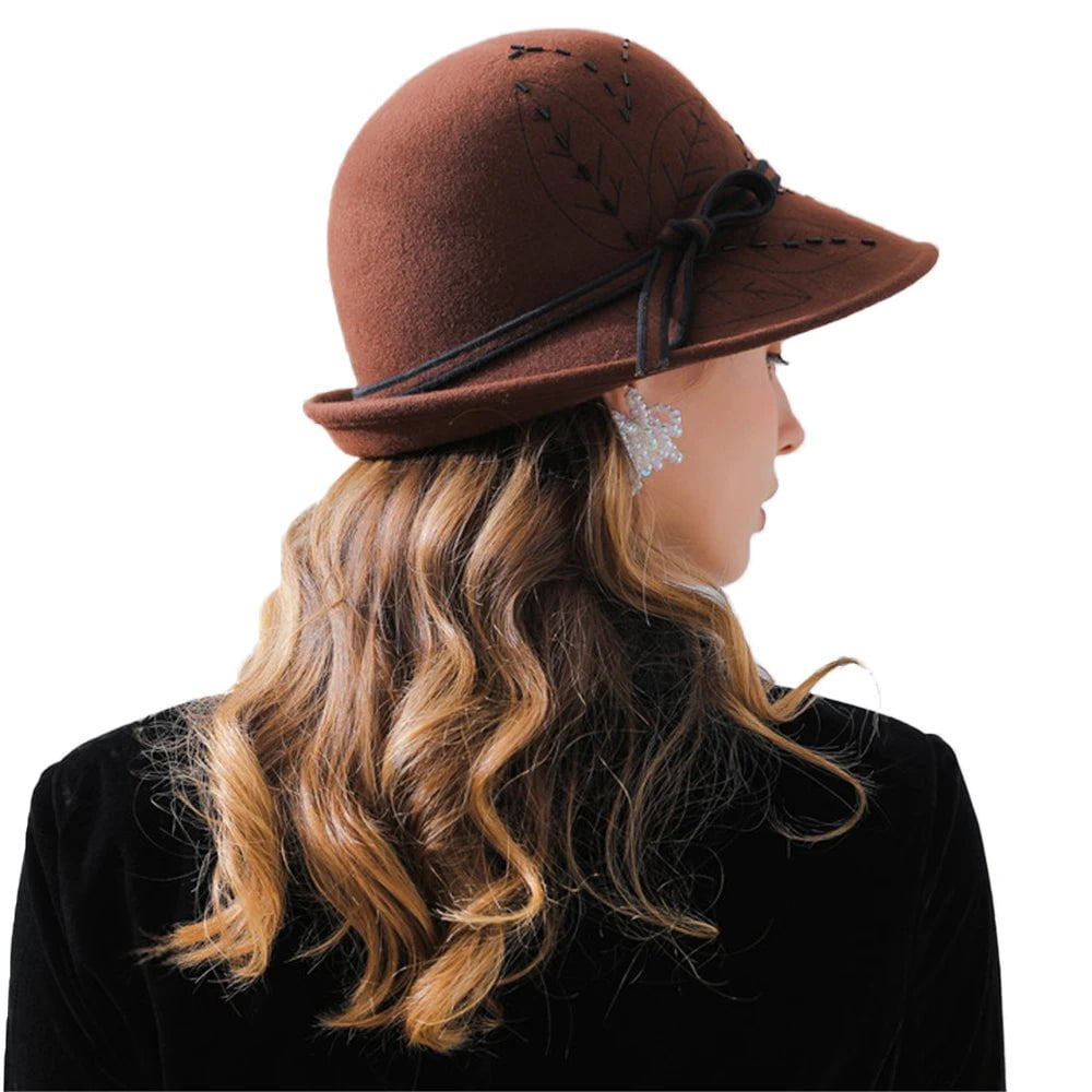 La boutique du chapeau Café / M (56-58cm) Chapeau Fedora Élaboré pour Femme