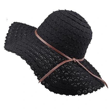 La boutique du chapeau chapeau d'été Black / L Chapeau pour femmes coton paille chapeau plage soleil