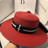 La boutique du chapeau chapeau d'été rouge Chapeau de soleil été tissé à la main, chapeau paille