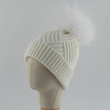 La boutique du chapeau chapeau d'hiver Blanc / 48-53cm Bonnet Pompon pompon en fourrure de raton chapeau doux chaud