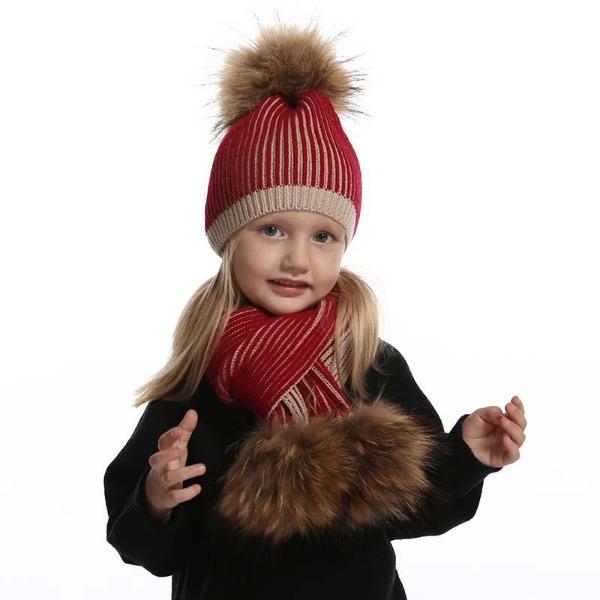 La boutique du chapeau chapeau d'hiver Chapeau et écharpe rayé tricoté bonnets enfants