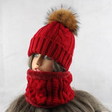 La boutique du chapeau chapeau d'hiver Rouge / 54-60cm chapeau avec écharpe polaire chaude à l'intérieur bonnet filles