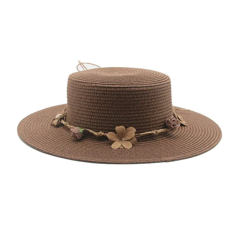 La boutique du chapeau Chapeau de paille avec bande de fleurs