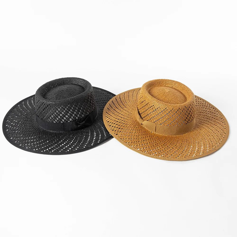 La boutique du chapeau Chapeau de paille avec nœud ruban