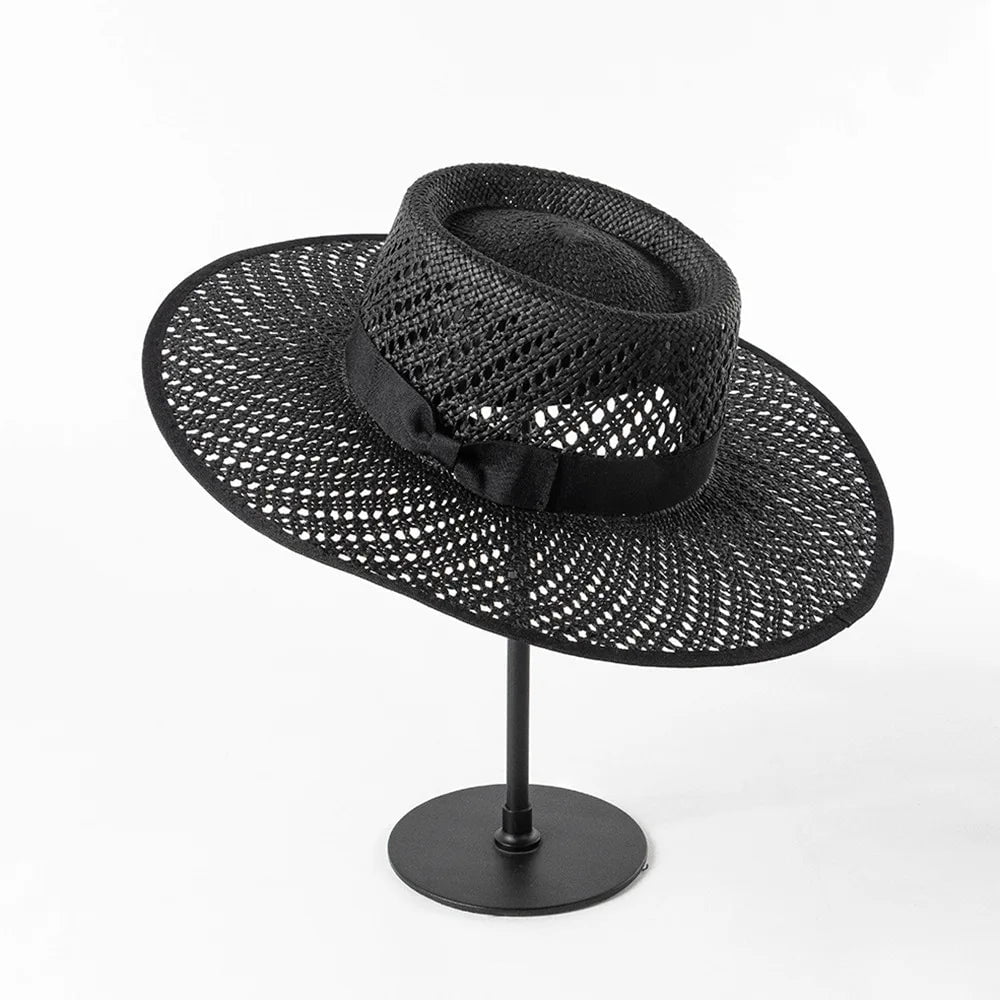 La boutique du chapeau Chapeau de paille avec nœud ruban