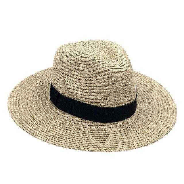 La boutique du chapeau chapeau de paille Beige Chapeau paille Panama décontracté large bord été