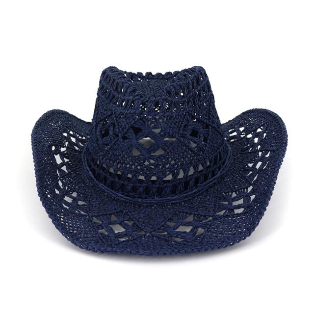 La boutique du chapeau chapeau de paille Bleu / 56-58cm Chapeau de paille tissé style retro