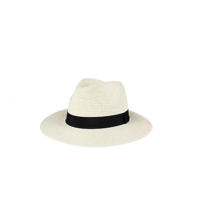 La boutique du chapeau chapeau de paille Ivoire / ajustable Chapeau de paille panama plat