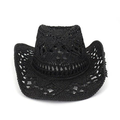 La boutique du chapeau chapeau de paille Noir / 56-58cm Chapeau de paille tissé style retro