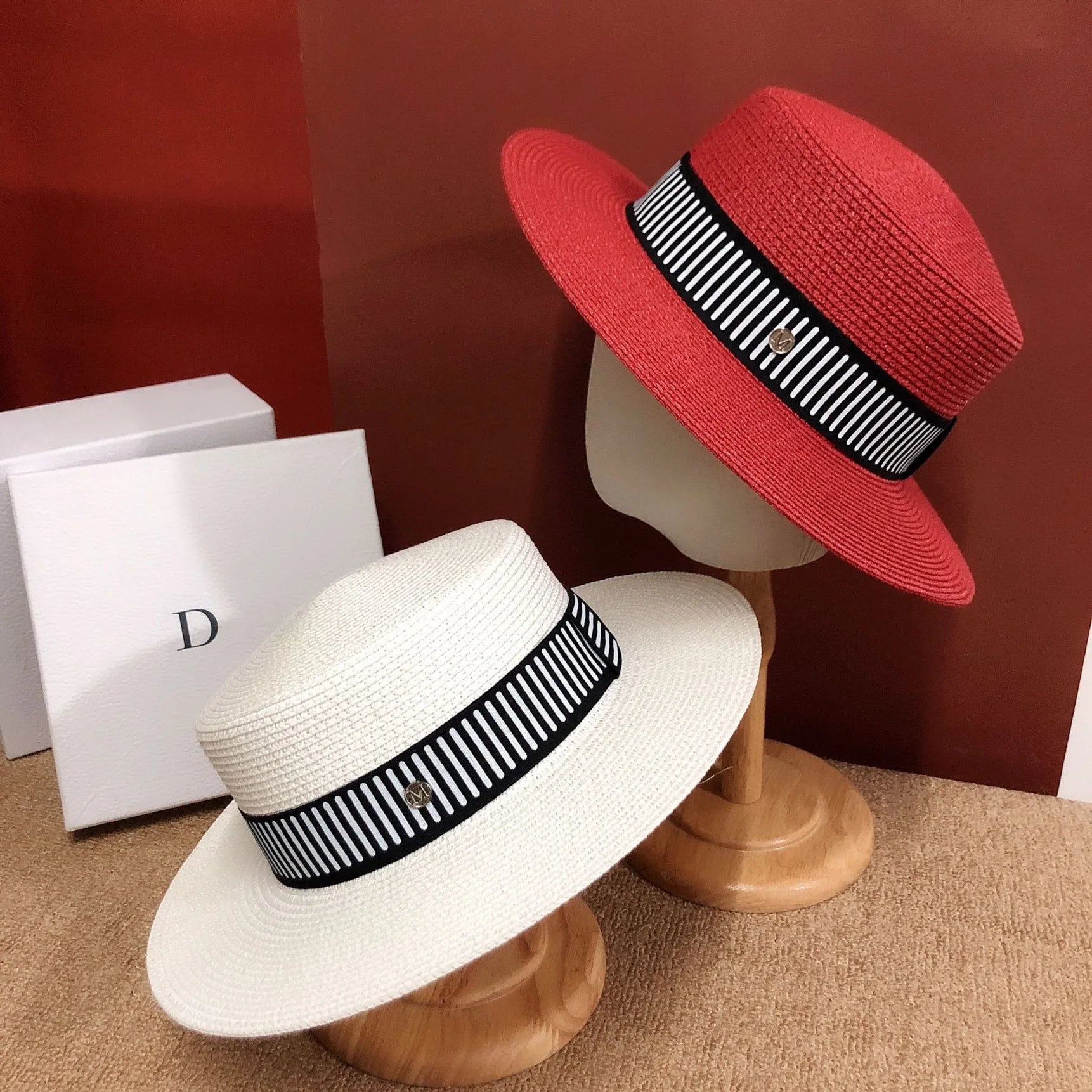 La boutique du chapeau Chapeau de paille rayé britannique