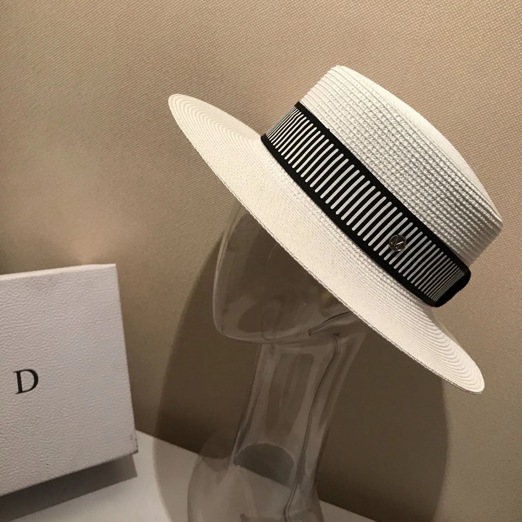 La boutique du chapeau Chapeau de paille rayé britannique