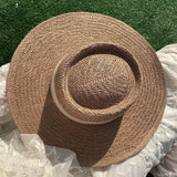 La boutique du chapeau Chapeau de paille rond ruban blanc