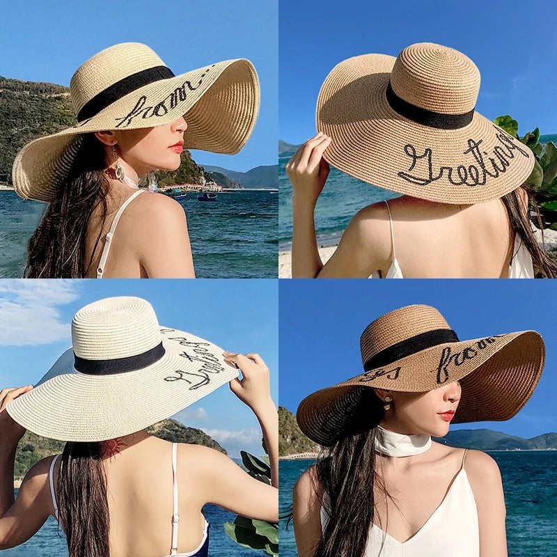 La boutique du chapeau Chapeau de plage brodé