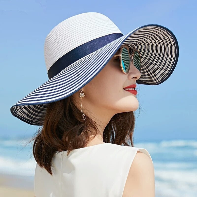 La boutique du chapeau Chapeau de soleil en paille à rayures