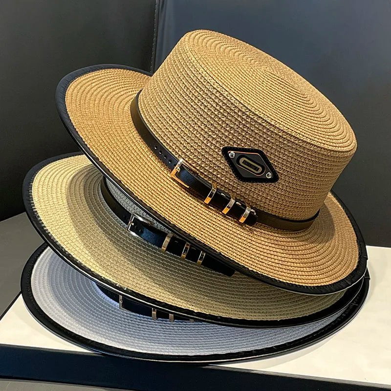 La boutique du chapeau Chapeau en paille avec ceinture cuir