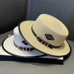 La boutique du chapeau Chapeau en paille avec ceinture cuir
