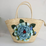 La boutique du chapeau Chapeau et sac Sac de plage et chapeau en paille à fleurs pour femmes