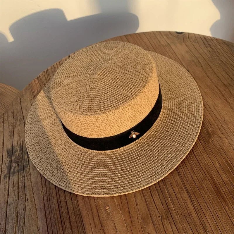 La boutique du chapeau Chapeaux de paille rond à bord plat