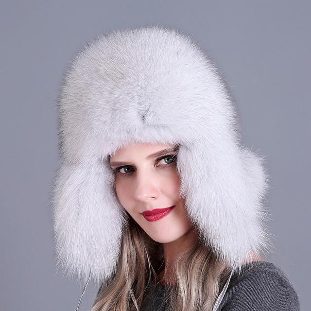 La boutique du chapeau chapka russe Blanc 5 Chapeau 100% naturel doux véritable fourrure de renard