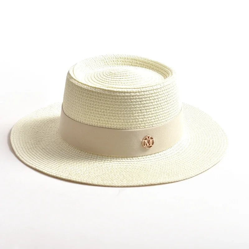 La boutique du chapeau Crème / 55-58cm Chapeau de plage avec ruban