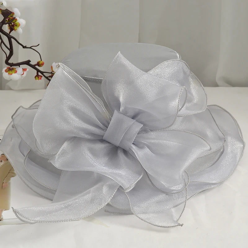 La boutique du chapeau Gris / 55-58cm Chapeau de mariée à motif floral