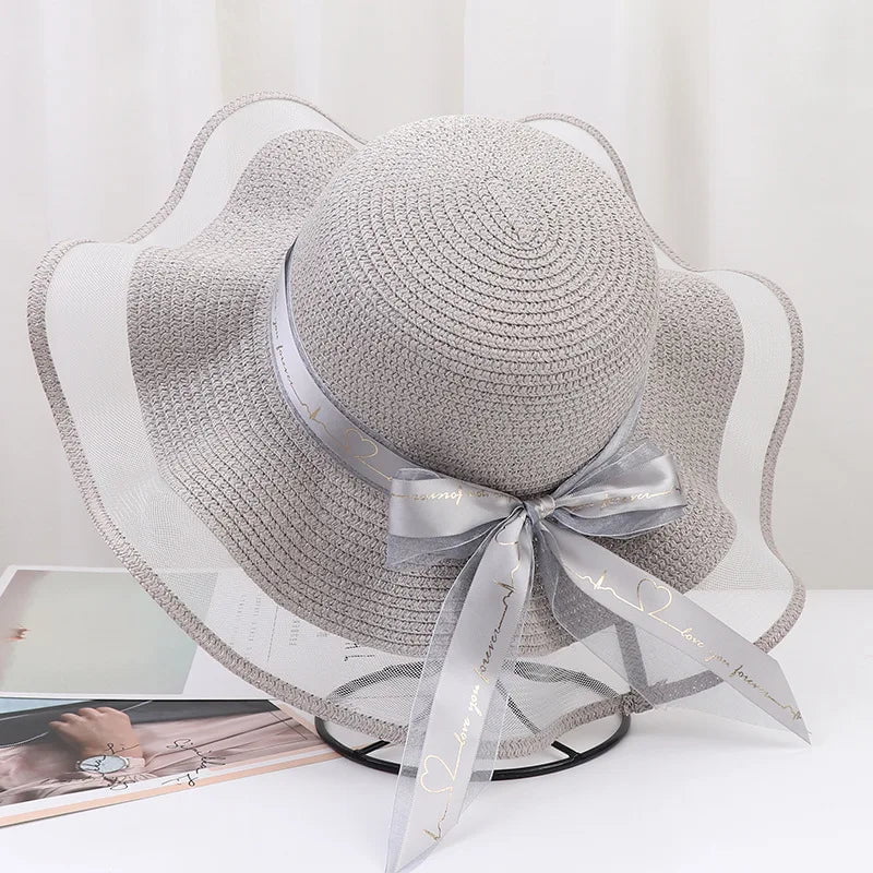 La boutique du chapeau Gris / (56-58cm) Chapeau de paille ondulé