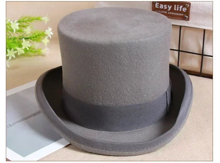 La boutique du chapeau Gris / 61cm Chapeau haut de forme classique