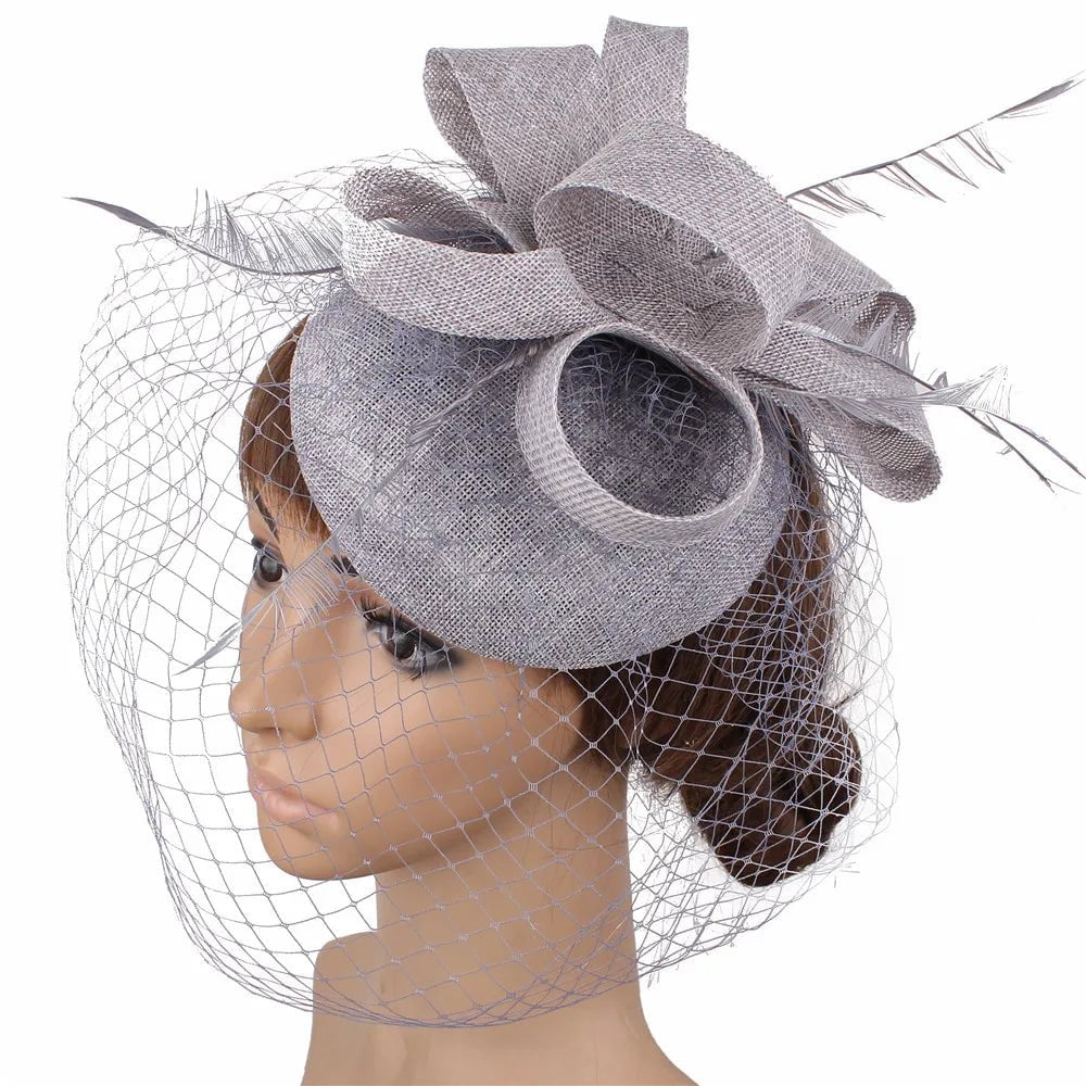 La boutique du chapeau Gris Chapeau Fascinator Élégant