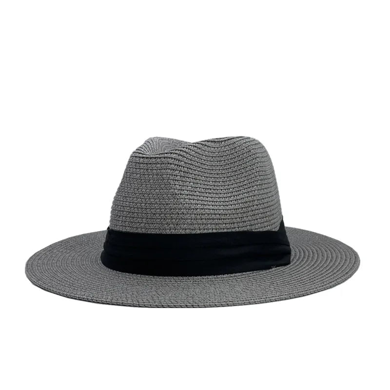 La boutique du chapeau Gris / Taille unique Panama classique avec ruban noir