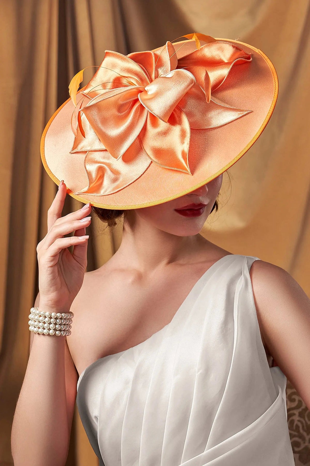 La boutique du chapeau HA9098-Orange Chapeau Bibi Soie