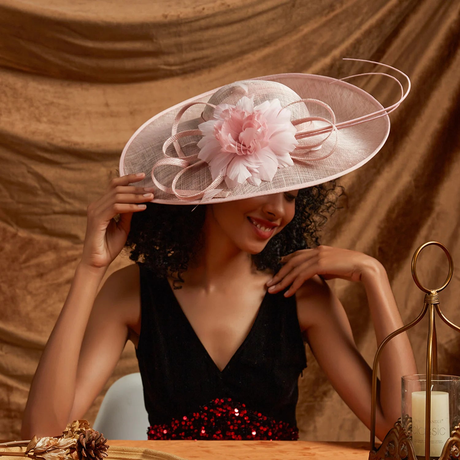 La boutique du chapeau HA9177-Pink Chapeau Fascinator Gala