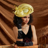 La boutique du chapeau HA9254-Yellow Chapeau Fascinator Gala