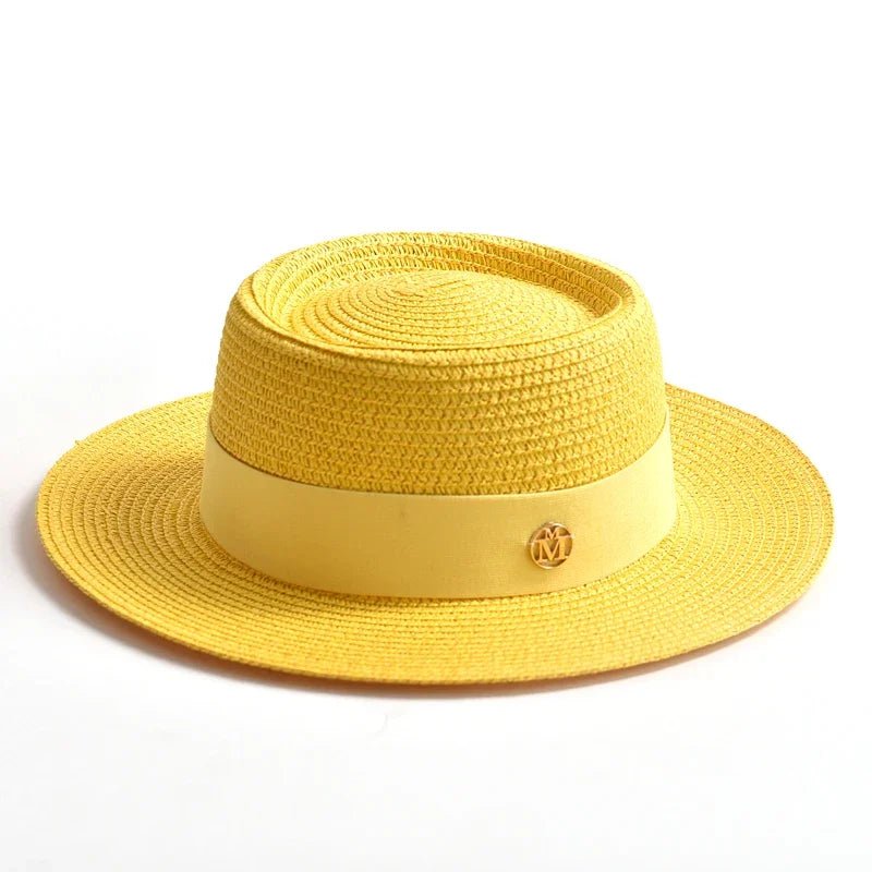 La boutique du chapeau Jaune / 55-58cm Chapeau de plage avec ruban