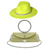 La boutique du chapeau Jaune / 55-58CM Ensemble chapeau en laine et sac